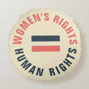 Cojín Redondo Derechos de la mujer Derechos humanos iguales