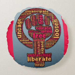 Cojín Redondo derechos de la mujer levantados primero LGBTQIA 20