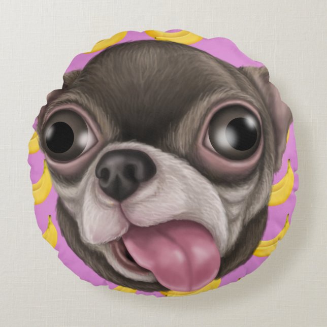 Cojín Redondo Derpy Chihuahuas (Anverso)