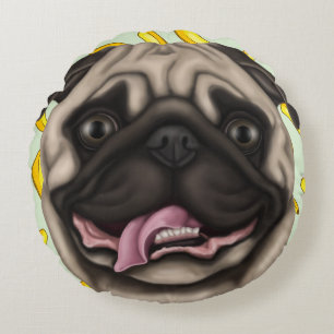 Cojín Redondo Derpy Pugs