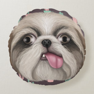 Cojín Redondo Derpy Shih Tzus