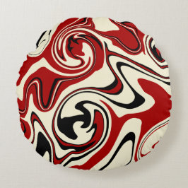 Cojín Redondo Derrame - Rojo y Crema