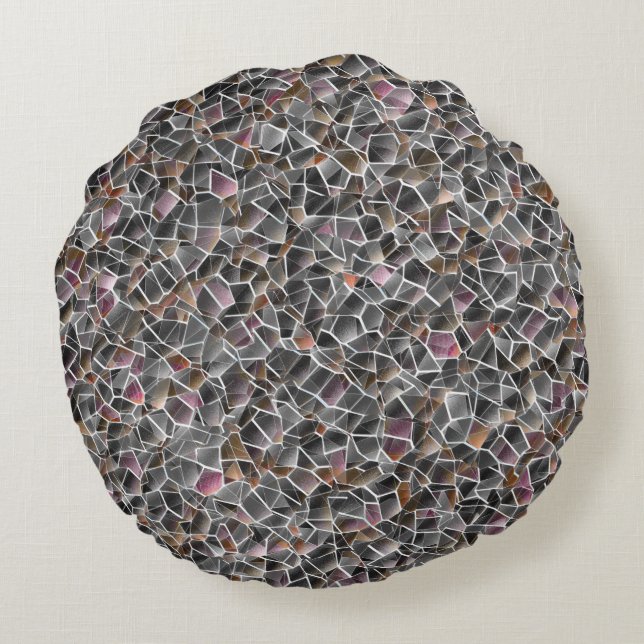 Cojín Redondo Desagradable de salmón bruto y mosaico irregular g (Reverso)