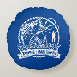 Cojín Redondo Desearía Estar Pescando