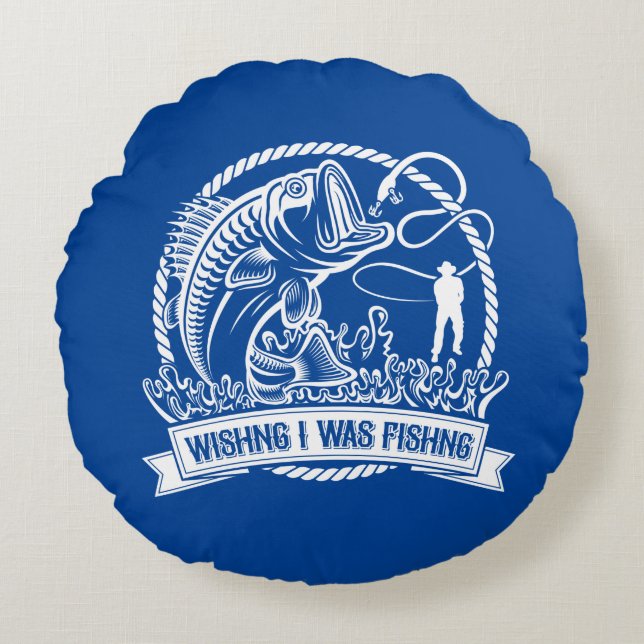 Cojín Redondo Desearía Estar Pescando (Anverso)