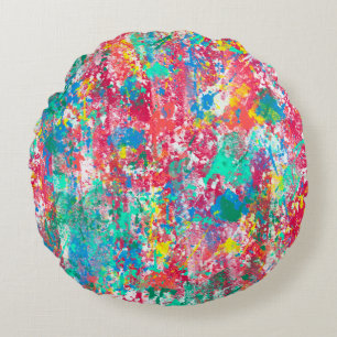 Cojín Redondo desi de tela de ilustracion digital abstracta sin 