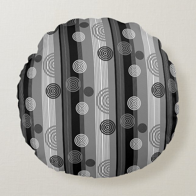 Cojín Redondo Design moderne en Noir et Blanc (Anverso)