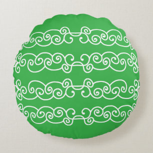 Cojín Redondo Deslizamientos de manzana blanca verde