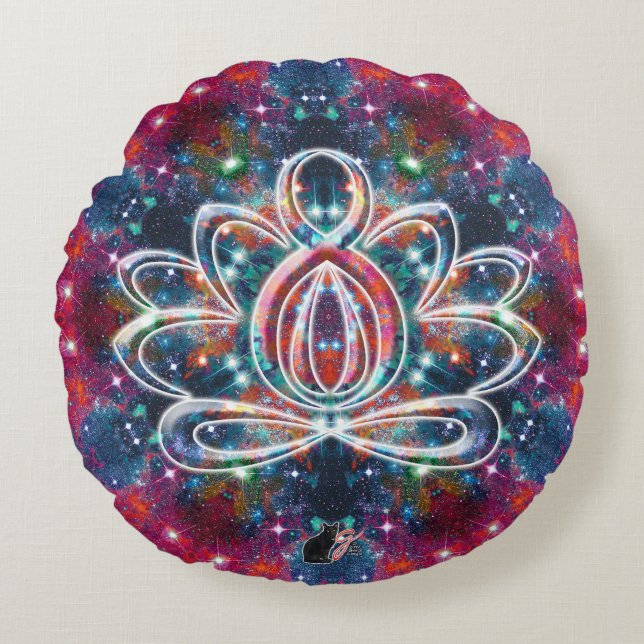 Cojín Redondo Deslumbrante Zen Lotus Round Pillow (Anverso)