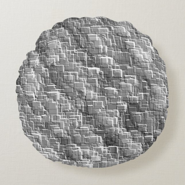 Cojín Redondo Desorden superpuesto extremo de cuadrados grabado  (Anverso)
