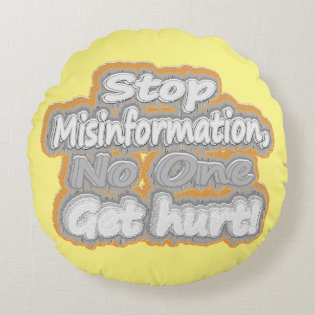 Cojín Redondo "Detener la desinformación" Diseño Cuto. ¡Hazte co (Anverso)