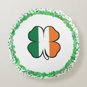 Cojín Redondo Día de Irlanda Clover Saint Patrick