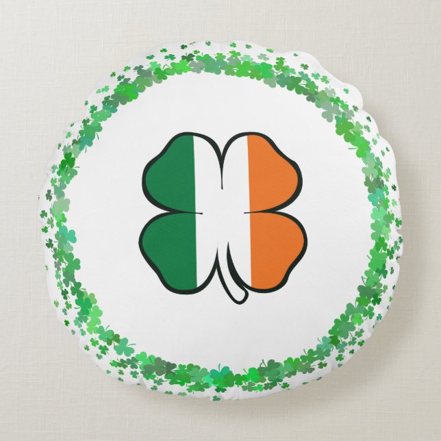 Cojín Redondo Día de Irlanda Clover Saint Patrick (Anverso)