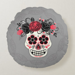 Cojín Redondo Día de la Calavera del Azúcar Muerto