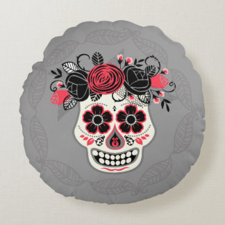 Cojín Redondo Día de la Calavera del Azúcar Muerto