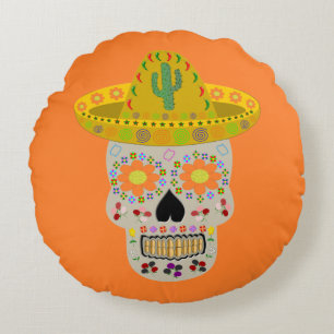 Cojín Redondo Día de la Calavera Muerta en México