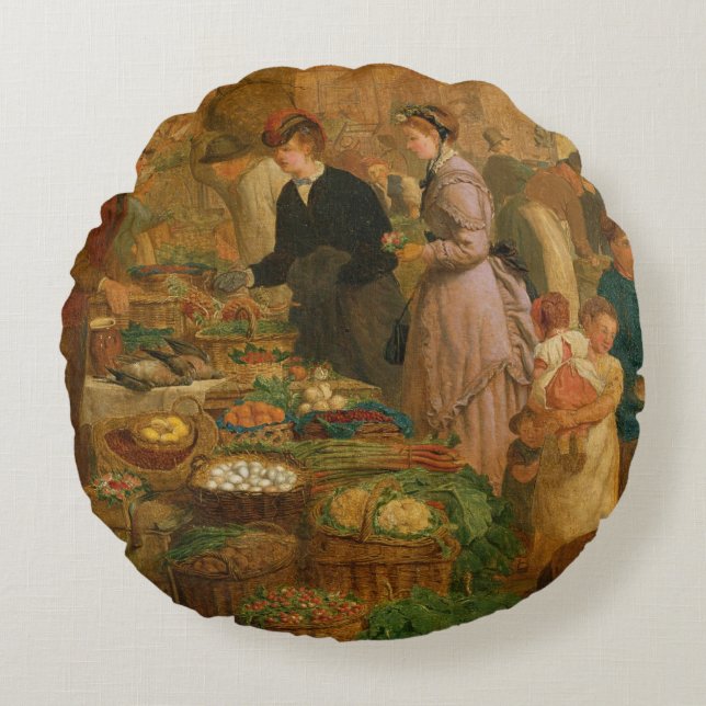 Cojín Redondo Día de mercado (Anverso)