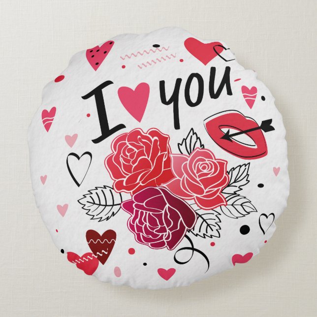 Cojín Redondo Día de San Valentín (Reverso)