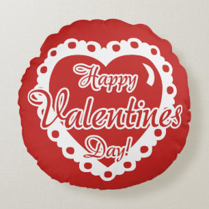 Cojín Redondo Día de San Valentín Rojo - TE AMO