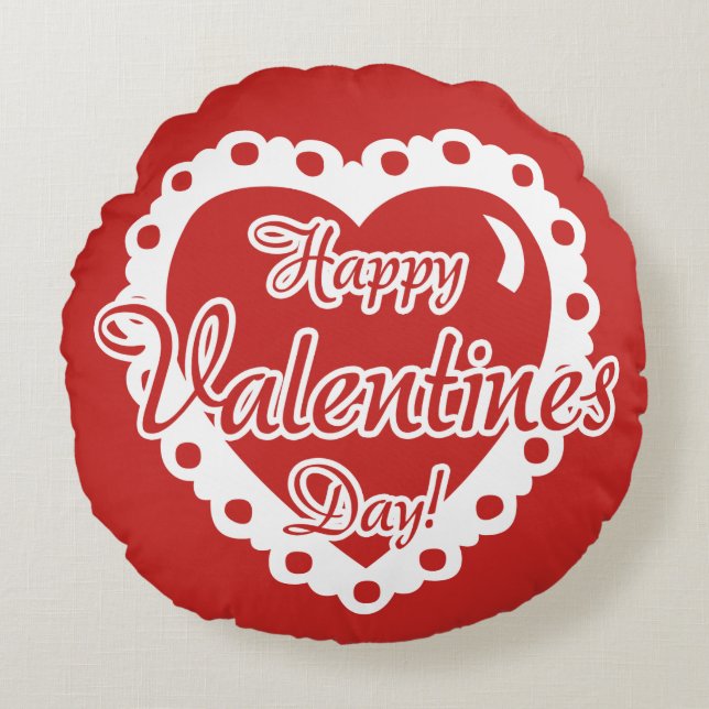 Cojín Redondo Día de San Valentín Rojo - TE AMO (Anverso)