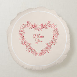 Cojín Redondo Día de San Valentín Vintage elegante del Corazón R