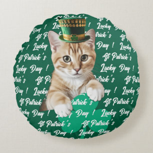 Cojín Redondo Día de suerte de San Patricio Sombrero de duende d