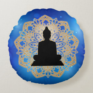 Cojín Redondo Día de Vesak Buda y Mandala Vaisakha Purnima