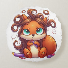 Cojín Redondo Día del Pelo de la Ardilla Glamorosa