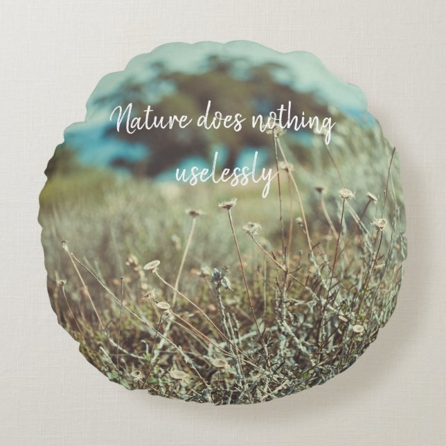 Cojín Redondo Día del Verano en la Costa (Anverso)