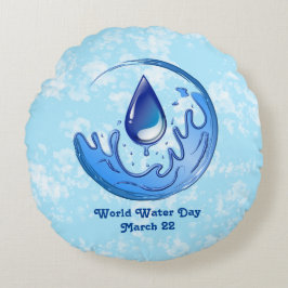 Cojín Redondo Día Mundial del Agua Salvar el Agua Salvar la Tier