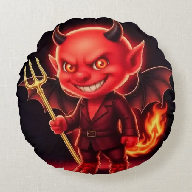 Cojín Redondo Diablillo descarado (Anverso)