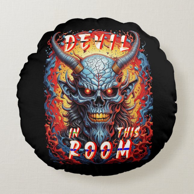 Cojín Redondo Diablo En Esta Sala (Anverso)