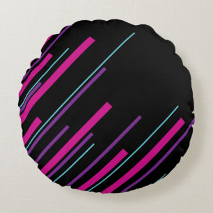 Cojín Redondo Diagonarios - rosa, púrpura, azul y negro