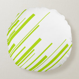 Cojín Redondo Diagonarios - Verde animado y blanco