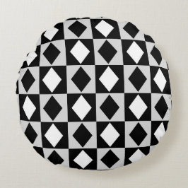 Cojín Redondo Diamante de Rhombus blanco negro