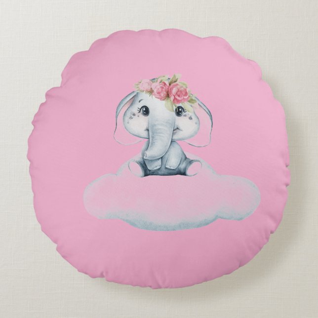 Cojín Redondo Días soñados con Rosie the Elephant (Anverso)