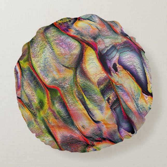 Cojín Redondo Dibujado con rugosidad y acuarela virtual (Reverso)