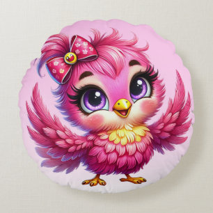 Cojín Redondo Dibujo Animado Pájaro Divertido Sublimación-56342