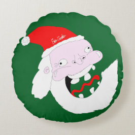 Cojín Redondo Dibujo animado tonto y divertido de Santa Claus
