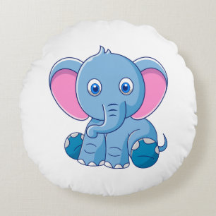 Cojín Redondo Dibujo de elefante bebé de dibujos animados-64832