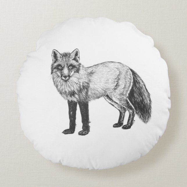 Cojín Redondo Dibujo de Fox (Anverso)