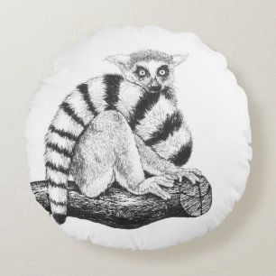 Cojín Redondo Dibujo de Lemur