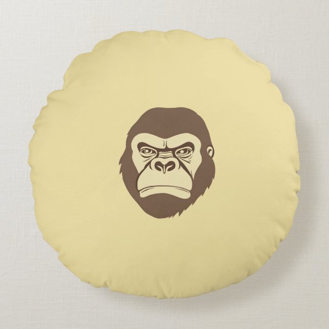 Cojín Redondo Dibujo de Personalizado de gorila (Anverso)