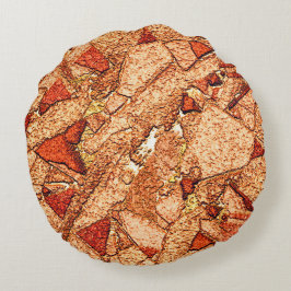 Cojín Redondo Dibujo de roca volcánica pintado de rojo naranja