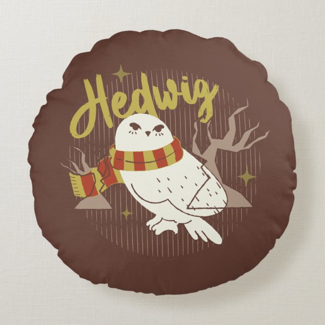 Cojín Redondo Dibujo del Bosque Caprichoso de Hedwig (Anverso)