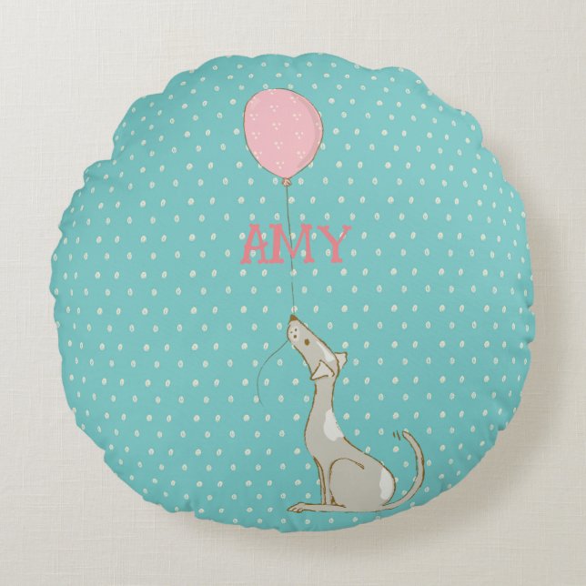 Cojín Redondo Dibujo ilustrado de decoración de perros para niño (Anverso)