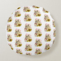 Dibujo manual divertido gato Red Ragdoll con flore