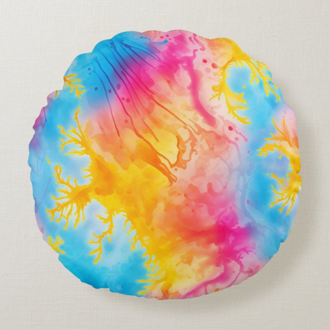 Cojín Redondo Dibujo Tie Dye Lindo (Anverso)
