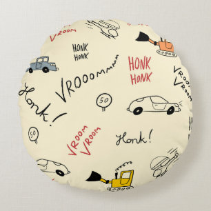 Cojín Redondo Dibujos de coches sin problemas: Hoja de cama para