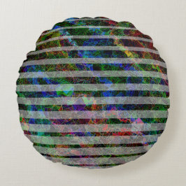 Cojín Redondo Diferentes rayas y cuadrados raspados de líneas